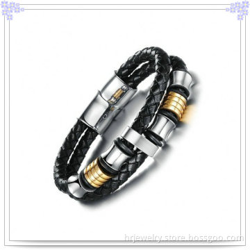 Stainless Steel Bracelet Leather Bracelet Leather Jewelry (HR6074)